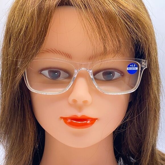 Reading Glasses 4.0 for Readers Bluelight Filter Clear Frame NWT